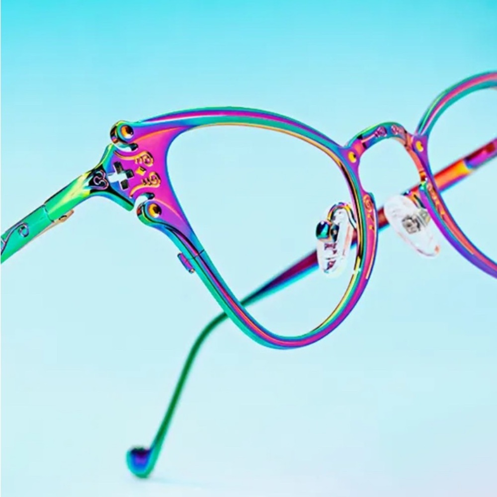 VOOGLAM Chuchin cat eye purple frame blue light Iridescent Eyeglasses NEW